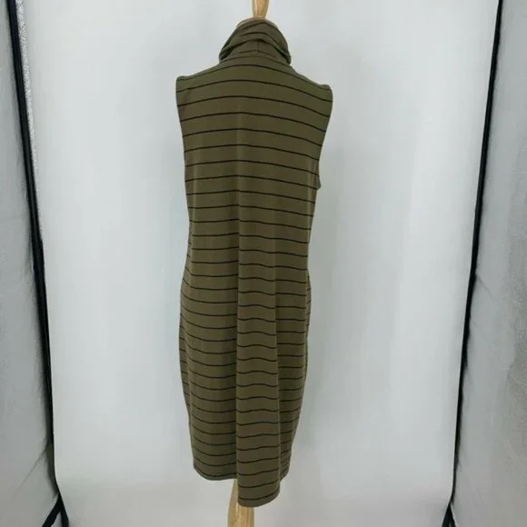 Old Navy Turtleneck Shift Dress Women Size M Stripe Sleeveless Knit Knee Length - Picture 5 of 10